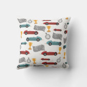 ブルー&レッド高速レトロヴィンテージレーシングカー クッション (裏面)