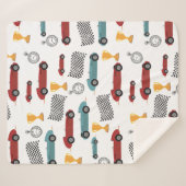 ブルー&レッド高速レトロヴィンテージレーシングカー シェルパブランケット (正面(横))