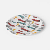 ブルー&レッド高速レトロヴィンテージレーシングカー ペーパープレート (アングル)