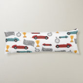 ブルー&レッド高速レトロヴィンテージレーシングカー ボディピロー (裏面)