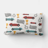 ブルー&レッド高速レトロヴィンテージレーシングカー ランバークッション (正面)