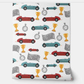 ブルー&レッド高速レトロヴィンテージレーシングカー 壁紙 (ほどく)