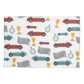 ブルー&レッド高速レトロヴィンテージレーシングカー 枕カバー (裏面-左)