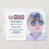 ブルー・レッド・シルバー卒業パーティー招待状 招待状 (正面)