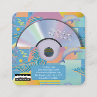 ブルー レトロ ヴェイパーウェーブ ミュージック プロデューサー CD DJ スクエア名刺