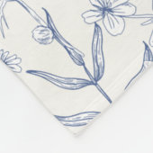 ブルー ワイルドフラワー ボタニカル モノグラム フリースブランケット (角)