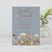 ブルー ワイルドフラワー ボーホー  ブライダルシャワー 招待状 (スタンド正面)