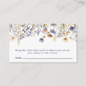ブルー ワイルドフラワー ボーホー ベイビー シャワー おむつラッフル エンクロージャーカード (正面)