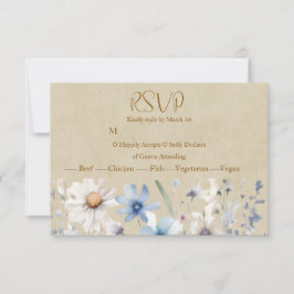 ブルー・ワイルドフラワー・RSVP 出欠カード
