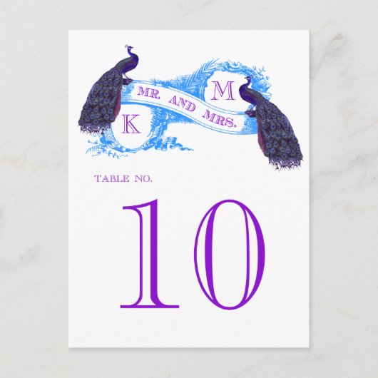ブルー ヴィンテージ ペコック ウェディング テーブル ナンバー 8806CE ポストカード (正面)