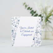 ブルー ヴィンテージ ロマンス 婚約 招待状 (スタンド正面)