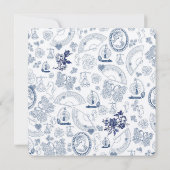 ブルー ヴィンテージ ロマンス 婚約 招待状 (裏面)