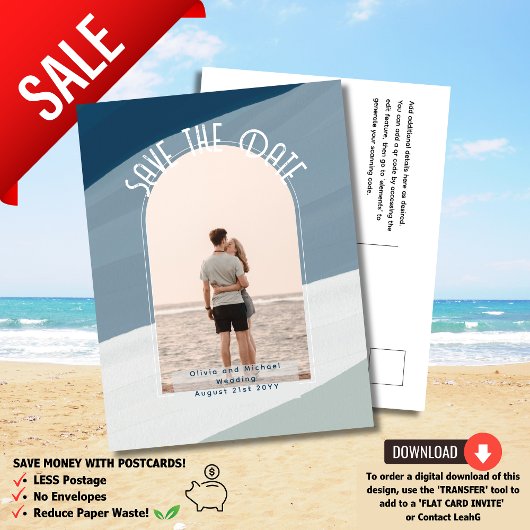 ブルー 予算に関する情報写真を選択して日付を保存 ポストカード