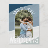 ブルー 予算に関する情報日付2を保存する写真を選択 ポストカード (正面)