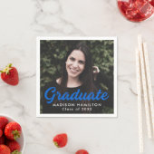 ブルー |写真はっきりしたの卒業のスクリプト スタンダードカクテルナプキン (インサイチュ)