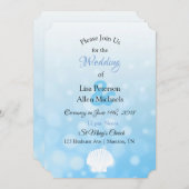 ブルー《写真》ぼけ味シーシェル結婚式招待状 招待状 (正面/裏面)