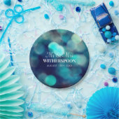 ブルー《写真》ぼけ味ライトエフェクト紙ウェディングパーティープレート ペーパープレート (パーティー)