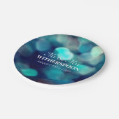 ブルー《写真》ぼけ味ライトエフェクト紙ウェディングパーティープレート ペーパープレート (アングル)