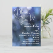 ブルー《写真》ぼけ味ライト&タイポグラフィ32結婚の2 招待状 (スタンド正面)