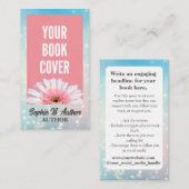 ブルー《写真》ぼけ味作家とライターブックカバー 名刺 (正面/裏面)