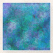 ブルー《写真》ぼけ味抽象芸術デジタルアート ガラスコースター (正面)