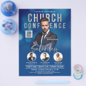 ブルー《写真》ぼけ味教会会議サービスイベント チラシ (シングル)