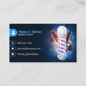 ブルー《写真》ぼけ味理容師ショップポール美容師鋏 名刺 (正面)