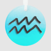 ブルー〔占星術の〕十二宮図サインアクエリアスパープル占星術 オーナメント (裏面)