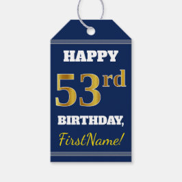 ブルー+名入れ 53歳の誕生日 ギフトタグ