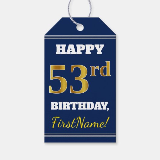 ブルー+名入れ 53歳の誕生日 ギフトタグ (正面)