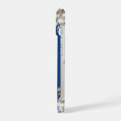 💎 ブルー 名前入り パール装飾 モノグラムギフト iPhoneケース 📱 iPhone 15ケース (左側面)