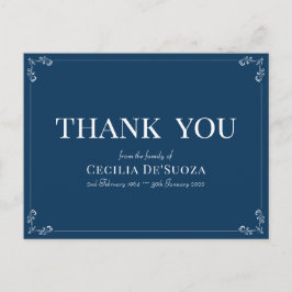 ブルー 哀悼 葬儀 エレガント シンプル 感謝 ポストカード