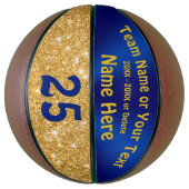 ブルー，女子パーソナライズされた用金ゴールドボール バスケットボール (縦)
