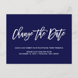 ブルー |延期キャンセル日結婚の変更 案内ポストカード