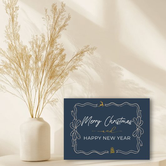 ブルー:弓&ツリーズドードルズホリディフォールドカード カード