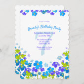 ブルー·忘れミー·ノー·バースデー·パーティー 招待状 (正面/裏面)