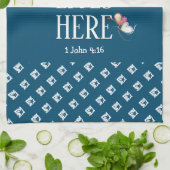 ブルー |愛はここに住む |カスタマイズスタイリッシュ可能 キッチンタオル (折り畳み)