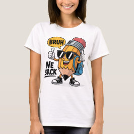 ブルー 戻ってきた 鉛筆 マスコット 新学期 先生 Tシャツ