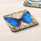 ブルー（昆虫）オオカバマダラ、モナークバタフライダマスクヴィンテージアート コースター (左側)