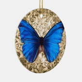 ブルー（昆虫）オオカバマダラ、モナークバタフライダマスクヴィンテージアート セラミックオーナメント (右)