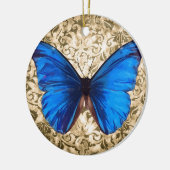 ブルー（昆虫）オオカバマダラ、モナークバタフライダマスクヴィンテージアート セラミックオーナメント (左)