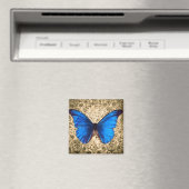 ブルー(昆虫)オオカバマダラ、モナークバタフライダマスクヴィンテージアート マグネット (インサイチュ (食洗機))