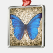 ブルー（昆虫）オオカバマダラ、モナークバタフライダマスクヴィンテージアート メタルオーナメント (左)