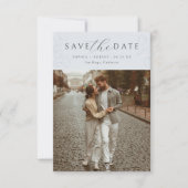 ブルー |書道シンプルフローラの結婚写真 セーブザデート (正面)