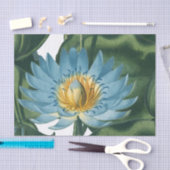 ブルー《植物》スイレンフラワーヴィンテージ 薄葉紙 (クラフト)
