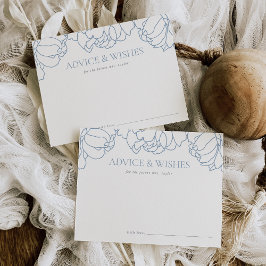 ブルー |牡丹ガーデンブライダルシャワーアドバイスカード ポストカード
