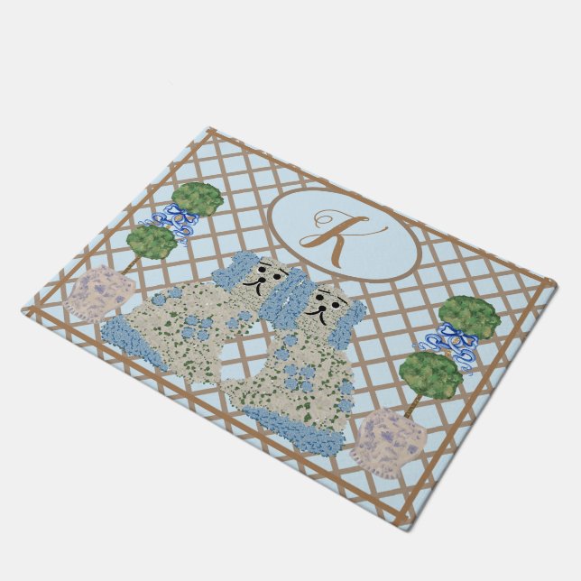 ブルー（犬）スタッフォードドッグスジンジャージャースジャーストピアリー ドアマット (アングル)