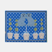 ブルー（犬）スタッフォードドッグズトピアリージンジャージャースジャー ドアマット (正面)