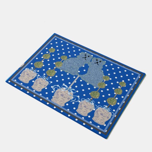 ブルー（犬）スタッフォードドッグズトピアリージンジャージャースジャー ドアマット (アングル)