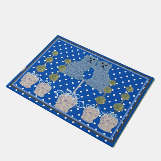 ブルー（犬）スタッフォードドッグズトピアリージンジャージャースジャー ドアマット (アングル)